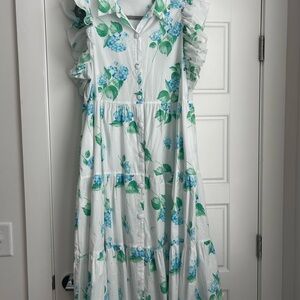 Crown & Ivy White and Blue Floral Maxi Dress